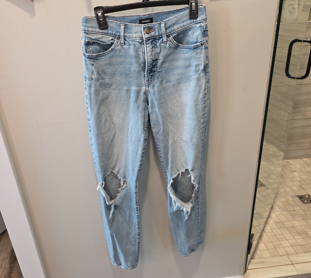 Express Light Blue Straight Leg Jeans